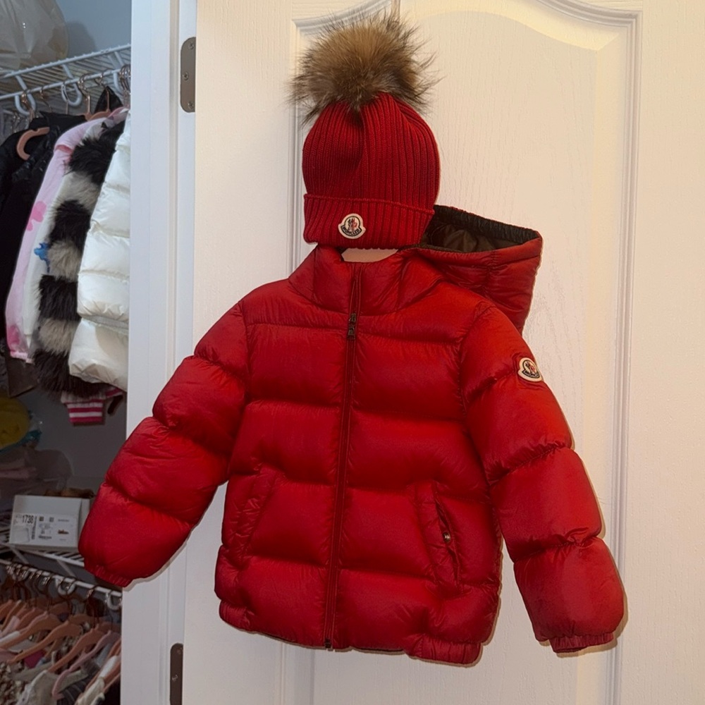 Moncler Red Coat w/ Hat Size 2